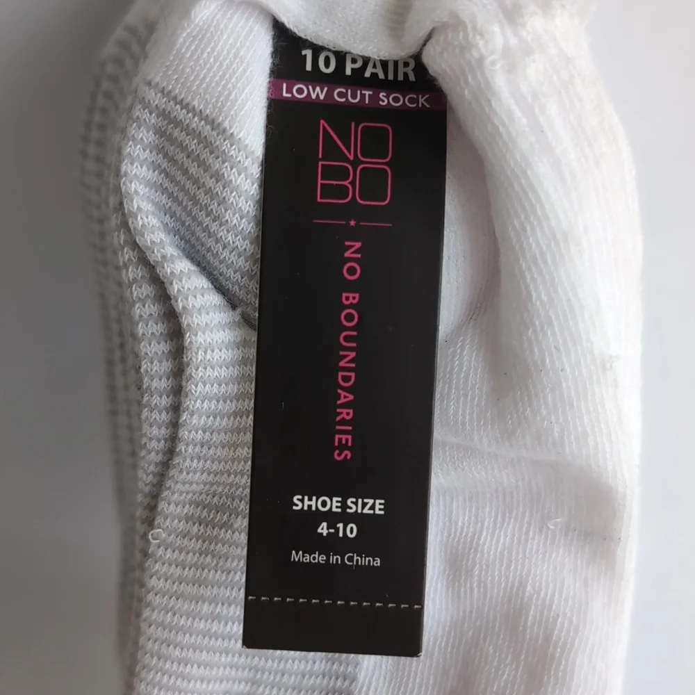 No Boundaries White Low Cut Casual Socks - 10 Pack Women's New Size 4-10